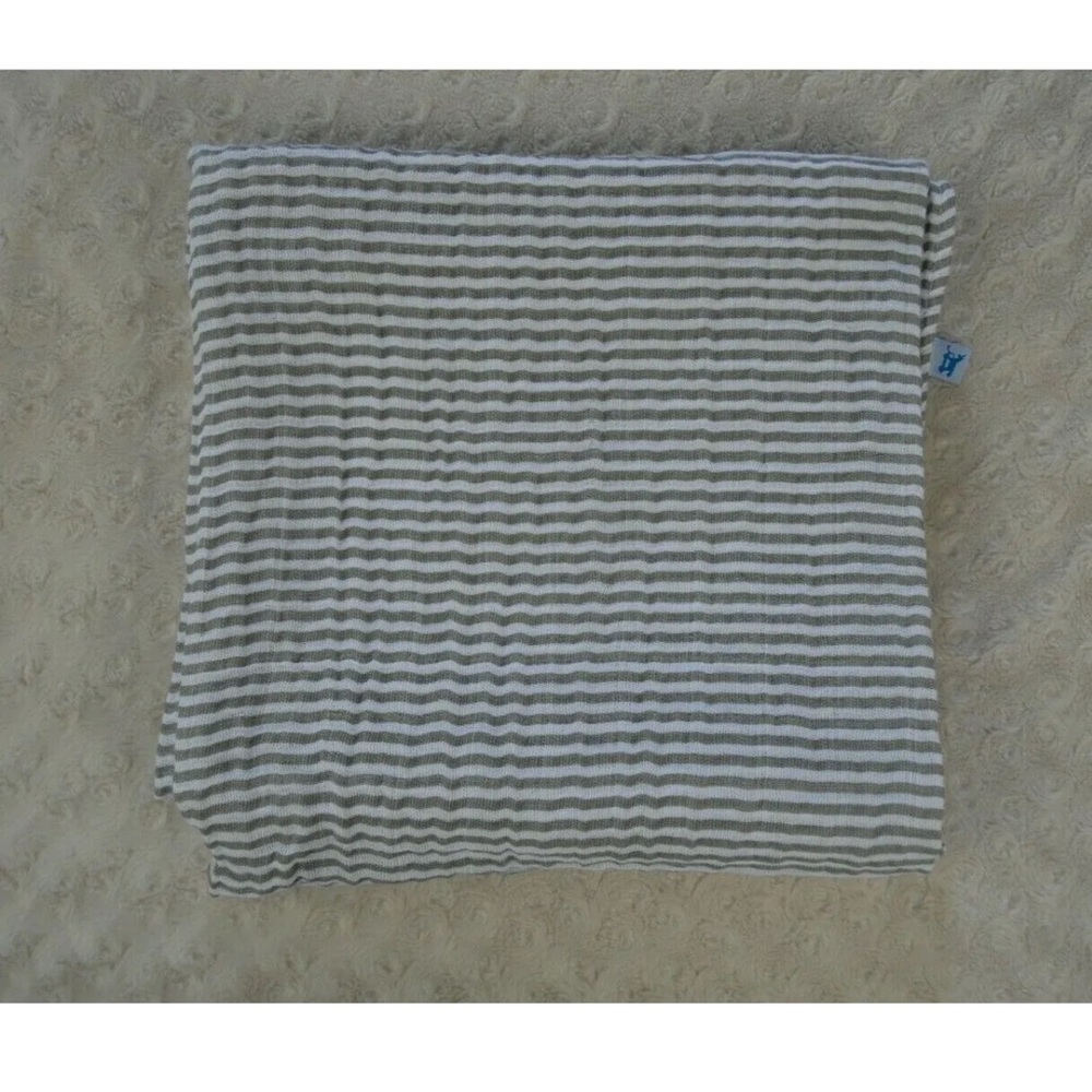 Little Unicorn Gray White Stripe Swaddle Baby Blanket Muslin Cotton